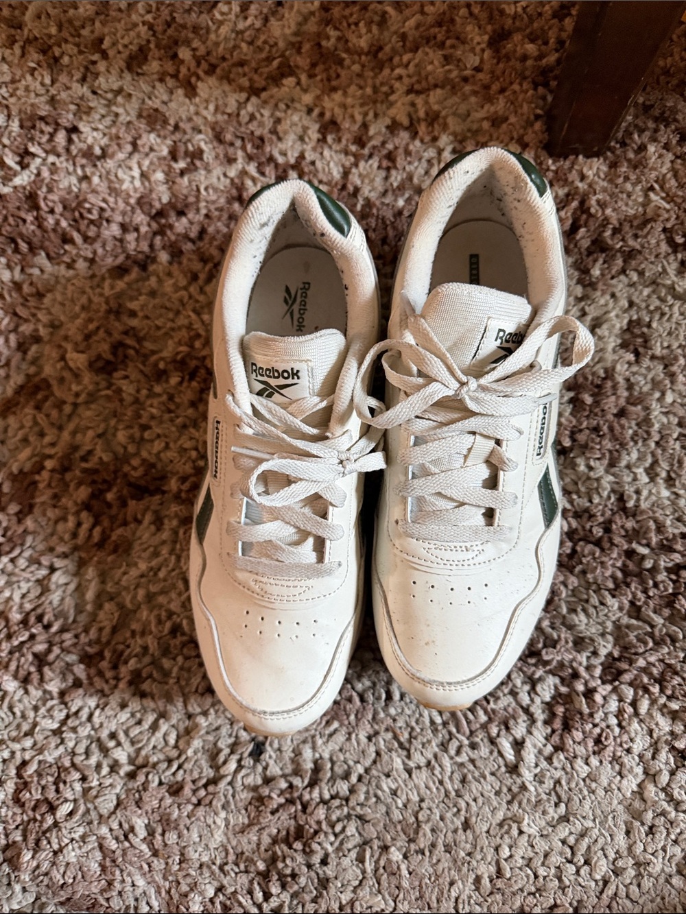 Reebok Women’s White Sneakers with Green Accents